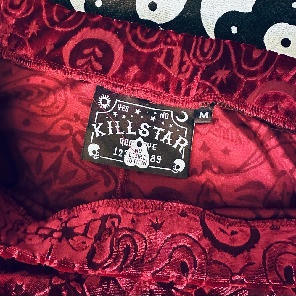 Killstar Velvet Maroon Stretch Pants
